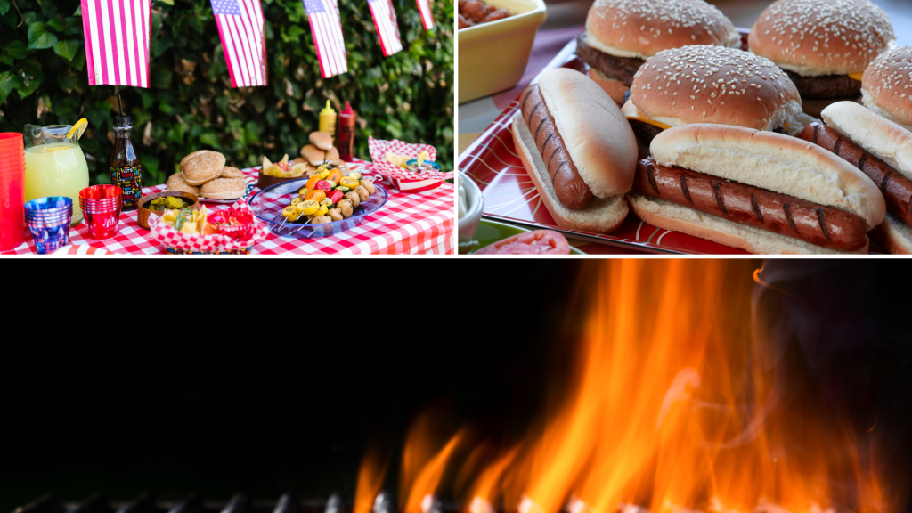Grilled hamburgers and hotdogs served with fresh buns – a summer crowd-pleasing meal idea